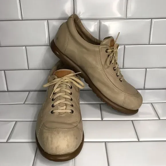 CAMPER Size 13 Tan Brown Vintage Bowling Style Shoes Preloved